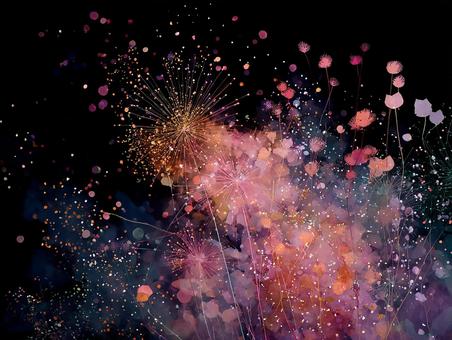 花火と草花が織りなす夢のような背景 花火と草花が織りなす夢のような背景の写真