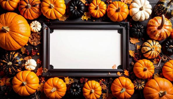 ハロウィンカボチャフレーム　ポストカードの写真