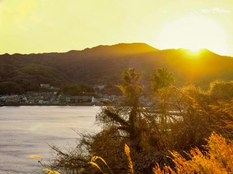 音頭の瀬戸 音頭の瀬戸,夕日,日没の写真素材