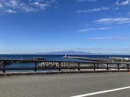 伊豆大島の道路風景 大島,伊豆,伊豆大島の写真素材