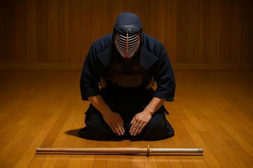 剣道選手のお辞儀姿 剣道選手のお辞儀姿の写真
