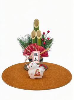 年賀状素材・干支・午年・門松 年賀状,年賀状素材,干支の写真素材