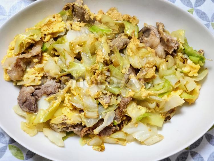 豚肉とキャベツの玉子炒め1 豚肉,野菜炒め,玉子炒めの写真素材
