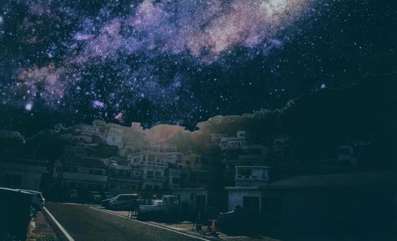 古い集落と夜空 古い集落と夜空の写真