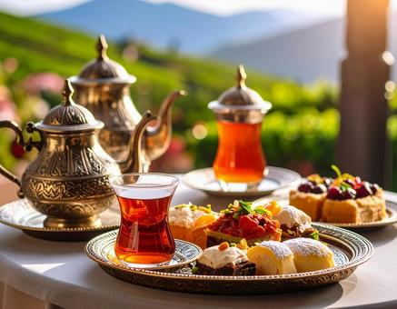 紅茶　食べ物の写真