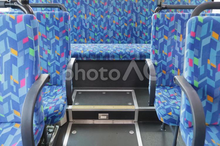 路線バスの座席(後部座席）人物なし バス,路線バス,車内の写真素材