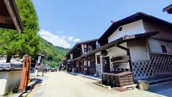 木曽福島の街並み03 宿場町,街並み,日本の写真素材