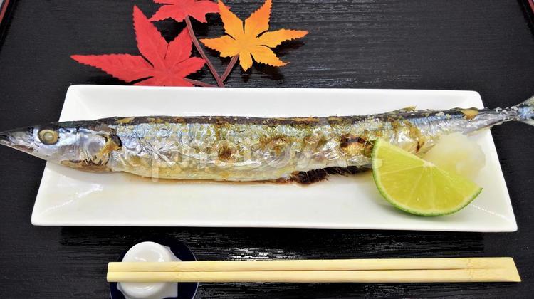 秋刀魚の塩焼き１ 秋刀魚,サンマ,さんまの写真素材