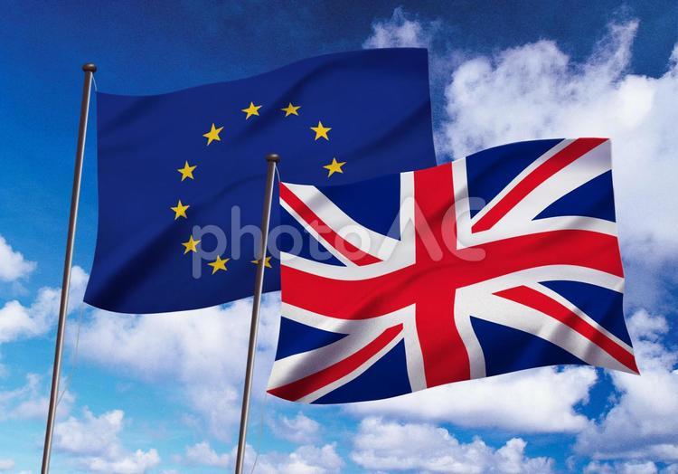 EUとイギリスの国旗イメージ eu,イギリス,ヨーロッパの写真素材