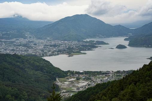 山梨県河口湖周辺の街並み 河口湖町,河口,勝山の写真素材