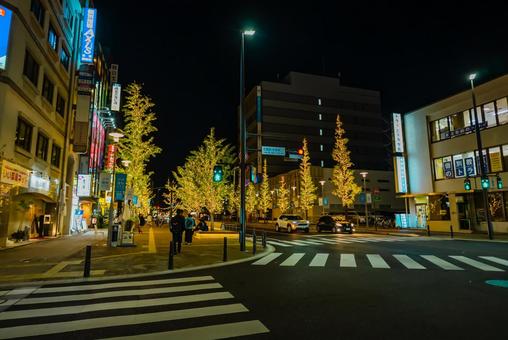 【佐賀】夜の佐賀駅周辺 佐賀,佐賀駅,駅の写真素材