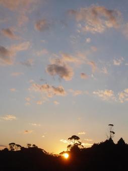 Photo, sunset, evening, west sky, 