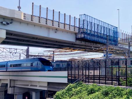 ロマンスカー ロマンスカー ロマンスカー,青いロマンスカー,mse60000形の写真素材