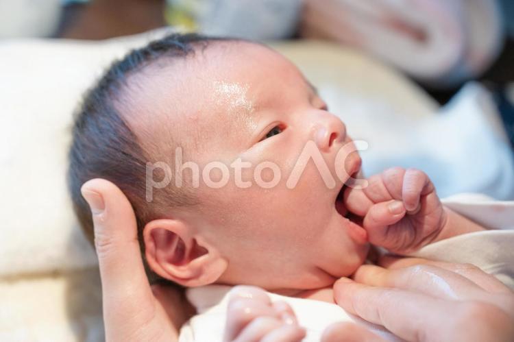 肌の手入れをする赤ちゃん(その１０) 化粧品,美容,化粧水の写真素材