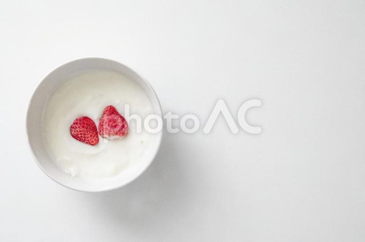 いちごとヨーグルト ヨーグルト,いちご,果物の写真素材