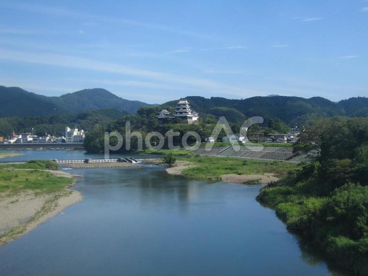 大洲城　遠景　天守　高欄櫓　台所櫓 大洲城,平山城,復元天守の写真素材