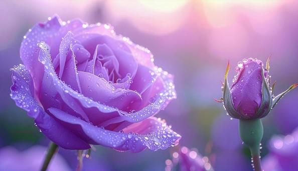 紫色のバラの花に水滴 ビューティー背景 紫色のバラの花に水滴 ビューティー背景の写真
