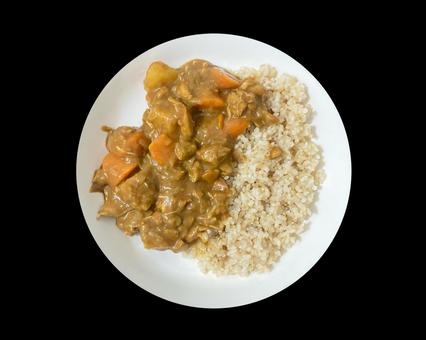 カレーライス カレーライス カレーライス,カレー,玄米の写真素材