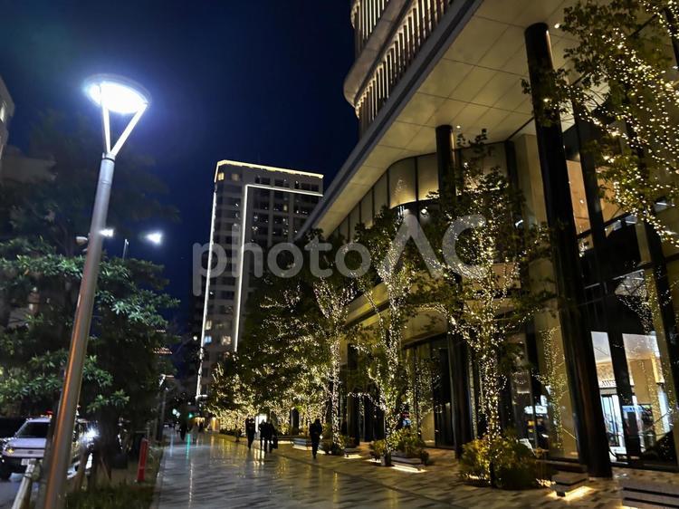 浜松町　夜の街並み 夜,街,ネオンの写真素材