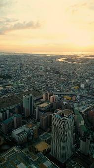 Osaka city sunset seen from Abeno Harukas, JPG Osaka city sunset seen from Abeno Harukas, JPG