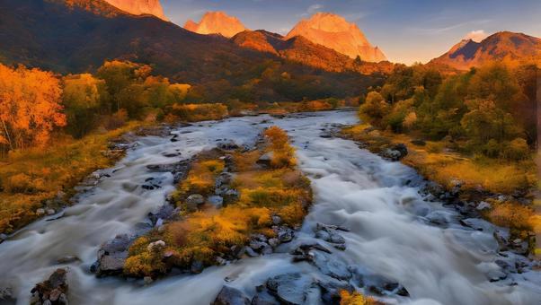 beautiful autumn sunrise, JPG beautiful autumn sunrise, autumn, chuan, nostalgic, JPG