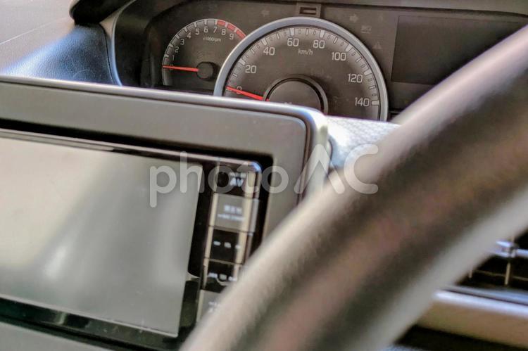 スピードメーターとカーナビ 車,車内,スピードメーターの写真素材