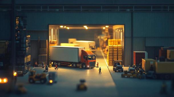 物流センターのジオラマ 模型,物流,集配の写真素材