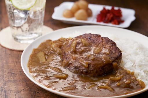 ハンバーグカレー ハンバーグカレー ハンバーグカレー,ハンバーグ,カレーの写真素材