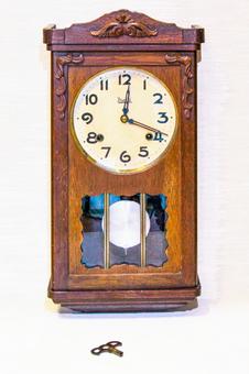 柱時計 ゼンマイ時計,掛け時計,振り子時計の写真素材