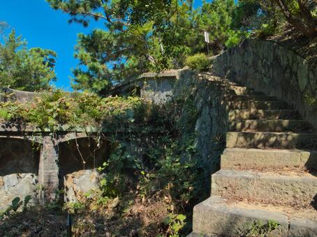 友ヶ島第五砲台跡 廃墟,レンガ,石造りの写真素材