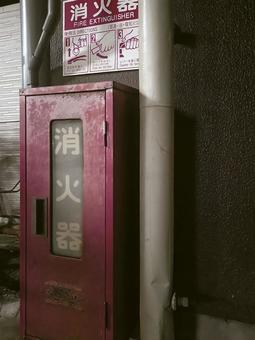 消化器 冬,火事,火災の写真素材