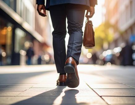 オフィス街を歩く男性 オフィス街を歩く男性の写真
