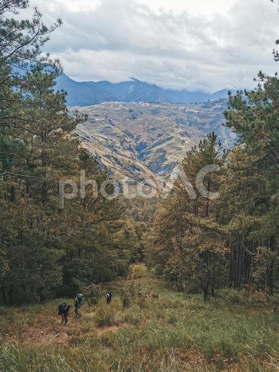 秋の山から見た風景 風景,自然,山の写真素材