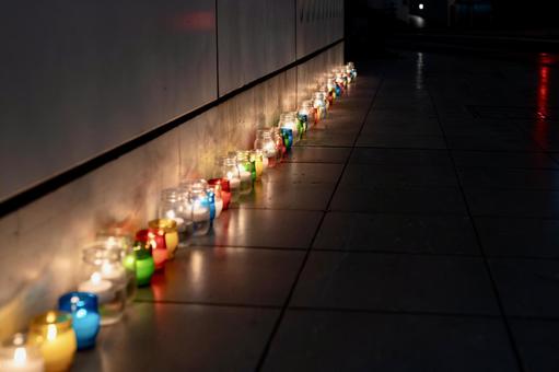 Fantastic candles lit at an outdoor event, JPG Fantastic candles lit at an outdoor event, JPG