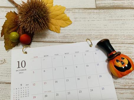 10月カレンダー ハロウィン 10月カレンダー ハロウィン 10月,カレンダー,秋の写真素材