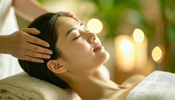 エステサロンでマッサージを受ける女性の写真