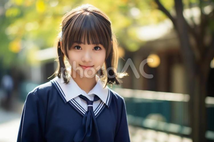 制服の美少女 セーラー服,日本人,美人の写真素材