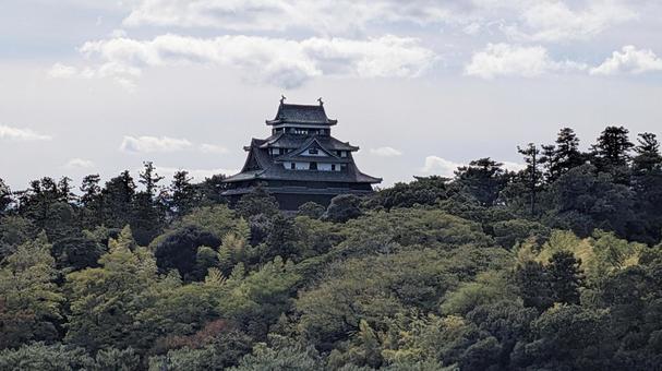 明々庵の敷地内から見た松江城 松江城,国宝,日本100名城の写真素材
