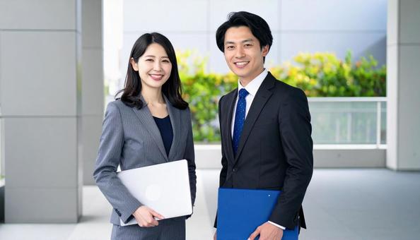 笑顔のビジネスマン二人 笑顔のビジネスマン二人の写真