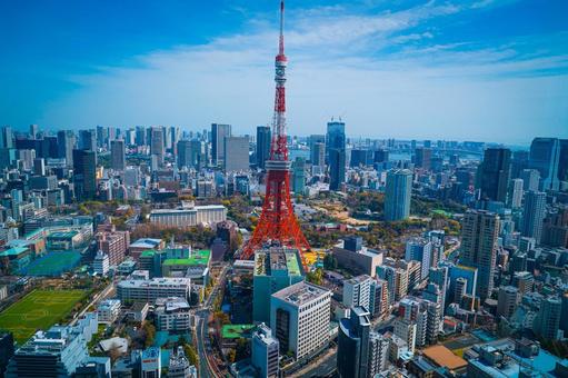 東京タワーと都市景観 東京タワー,麻布台ヒルズ,都市景観の写真素材