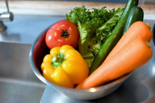 ステンレスボウルに入った沢山の新鮮野菜 ステンレスボウルに入った沢山の新鮮野菜 野菜,健康,緑黄色野菜の写真素材