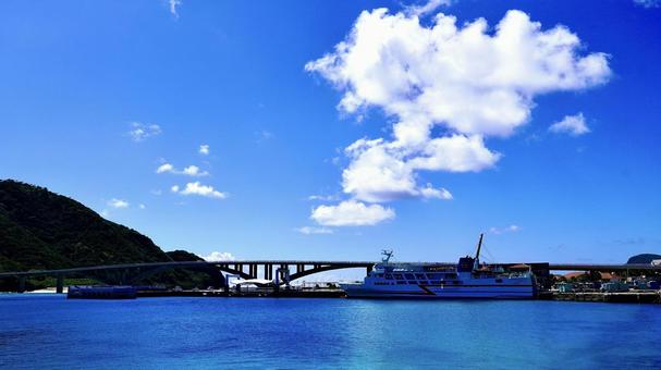 Ferry Zamami anchored at Aka Island in the Kerama Islands, JPG