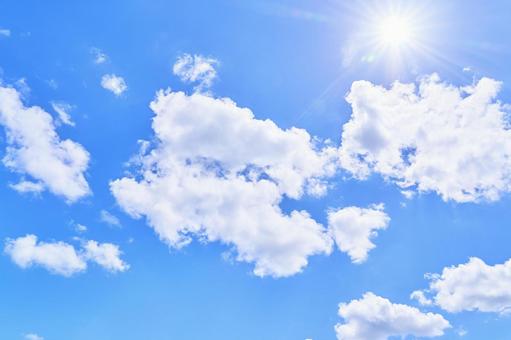 Photo, blue sky, sun, large sky, 
