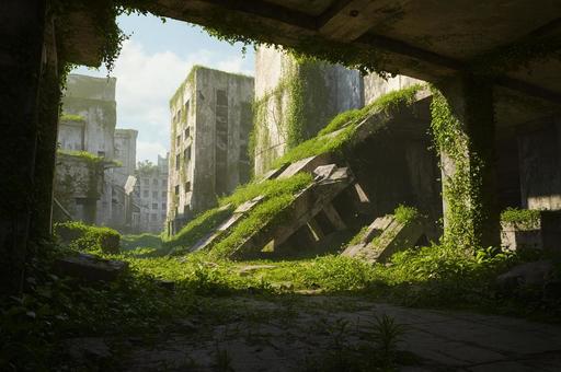 草に呑まれる崩壊都市 草に呑まれる崩壊都市の写真