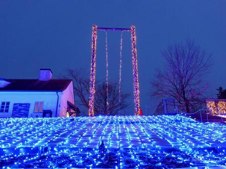 イルミネーション イルミネーション,冬,ブランコの写真素材