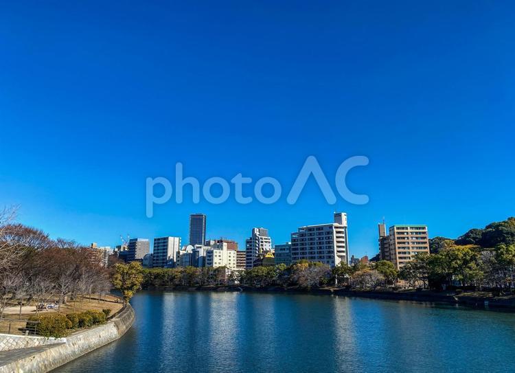 川沿いの風景　〜広島県広島市太田川〜 広島,観光,旅行の写真素材