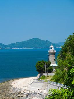 男木島灯台 男木島灯台 灯台,海,グラデーションの写真素材