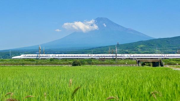 夏の富士山と東海道新幹線 夏の富士山と東海道新幹線 東海道新幹線,富士山,鉄道の写真素材