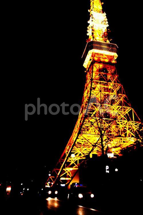 日本の風景　イメージ素材　夜景　東京タワー 東京タワー,六本木,ランドマークの写真素材