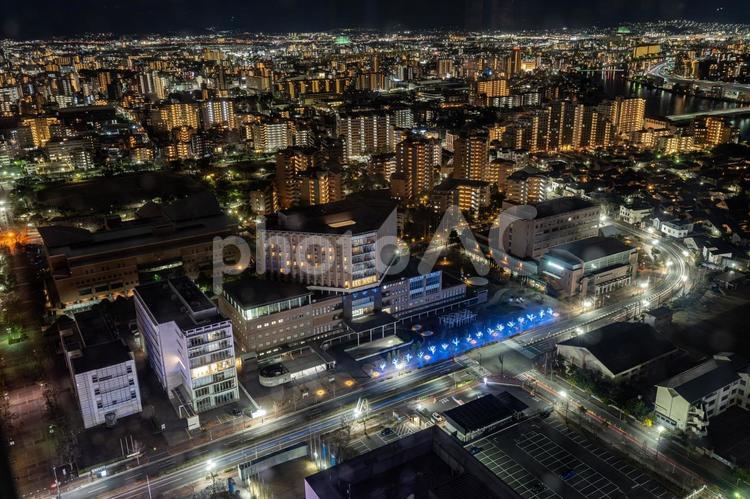 福岡タワーから見る夜景 福岡,夜景,福岡タワーの写真素材
